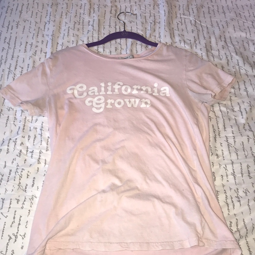 A light pink light sleeve tshirt California grown